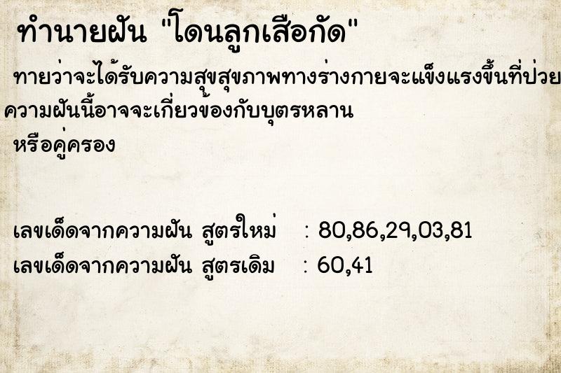 ทำนายฝัน โดนลูกเสือกัด