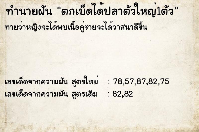 ทำนายฝัน ตกเบ็ดได้ปลาตัวใหญ่1ตัว