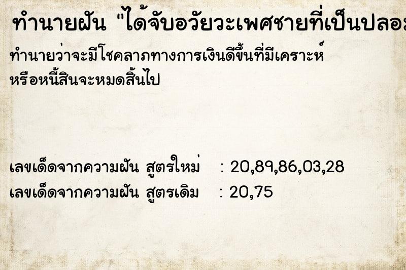 ทำนายฝัน ได้จับอวัยวะเพศชายที่เป็นปลอม