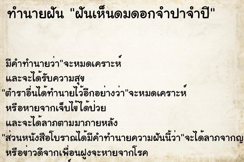 ทำนายฝัน ฝันเห็นดมดอกจำปาจำปี