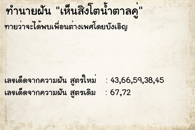 ทำนายฝัน เห็นสิงโตน้ำตาลคู่