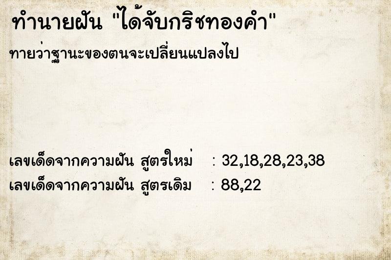 ทำนายฝัน ได้จับกริชทองคำ