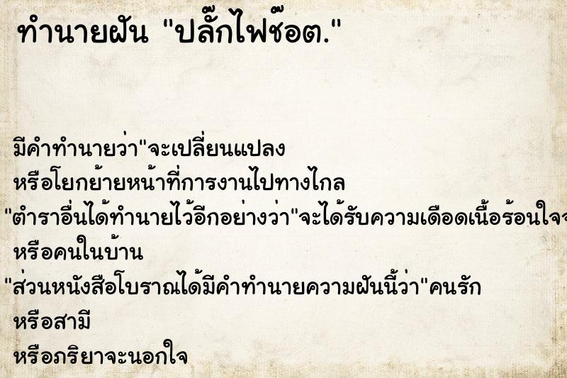 ทำนายฝัน ปลั๊กไฟช๊อต.