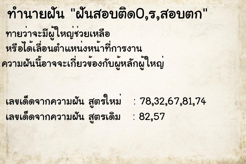 ทำนายฝัน ฝันสอบติด0,ร,สอบตก