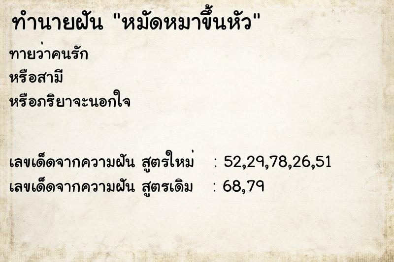 ทำนายฝัน หมัดหมาขึ้นหัว