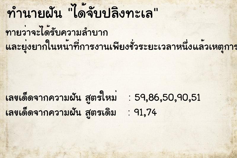 ทำนายฝัน ได้จับปลิงทะเล