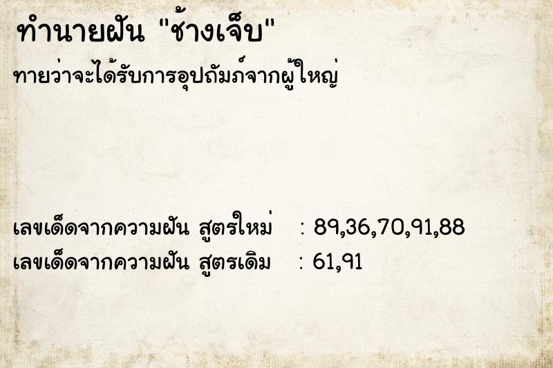 ทำนายฝัน ช้างเจ็บ