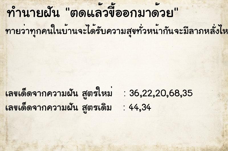 ทำนายฝัน ตดแล้วขี้ออกมาด้วย