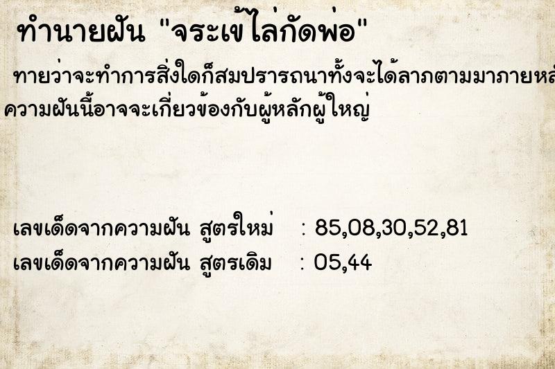 ทำนายฝัน จระเข้ไล่กัดพ่อ