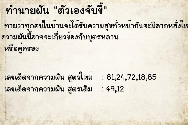 ทำนายฝัน ตัวเองจับขี้