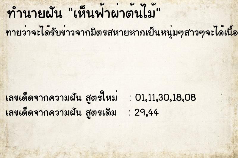 ทำนายฝัน เห็นฟ้าผ่าต้นไม้