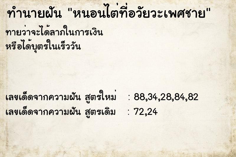 ทำนายฝัน หนอนไต่ที่อวัยวะเพศชาย