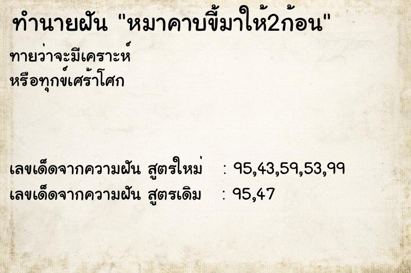 ทำนายฝัน หมาคาบขี้มาให้2ก้อน