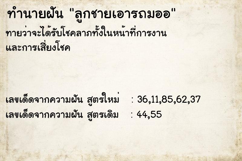 ทำนายฝัน ลูกชายเอารถมออ