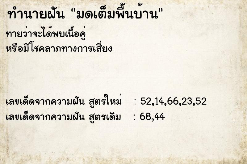 ทำนายฝัน มดเต็มพื้นบ้าน