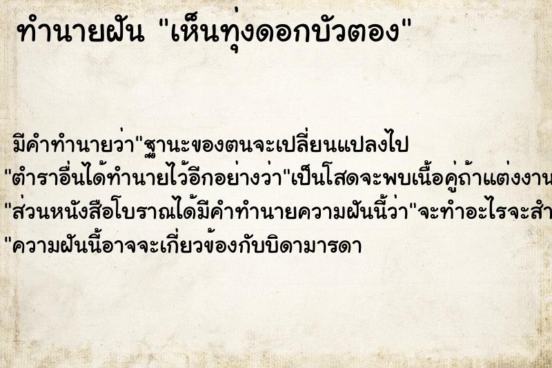 ทำนายฝัน เห็นทุ่งดอกบัวตอง