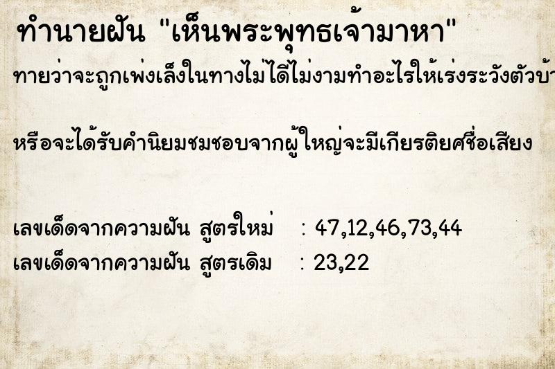 ทำนายฝัน เห็นพระพุทธเจ้ามาหา