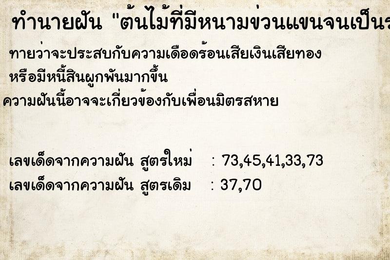 ทำนายฝัน ต้นไม้ที่มีหนามข่วนแขนจนเป็นรอยแผล