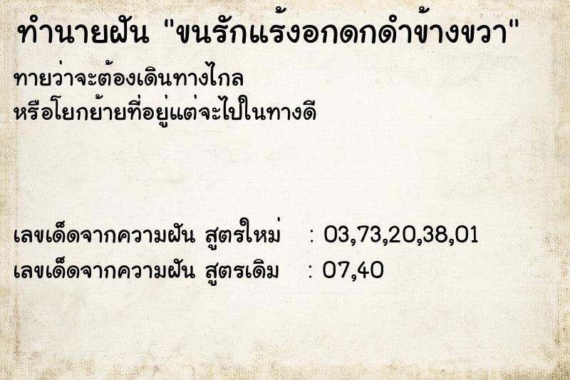 ทำนายฝัน ขนรักแร้งอกดกดำข้างขวา