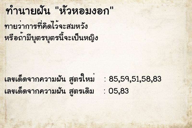 ทำนายฝัน หัวหอมงอก