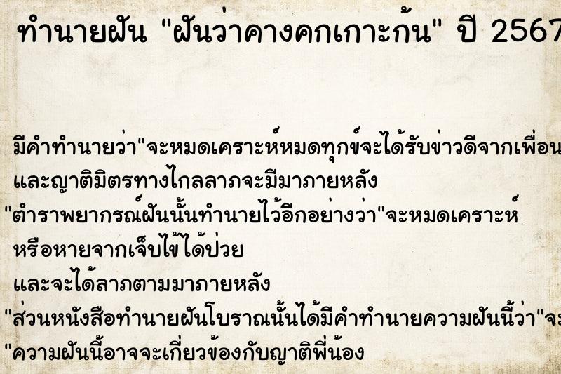 ทำนายฝัน ฝันว่าคางคกเกาะก้น