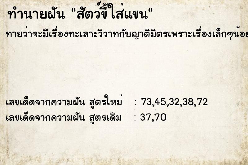 ทำนายฝัน สัตว์ขี้ใส่แขน