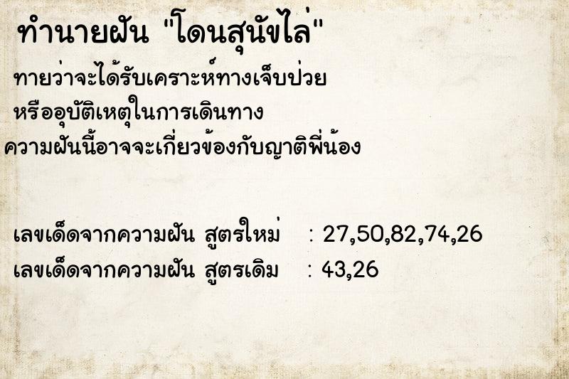 ทำนายฝัน โดนสุนัขไล่