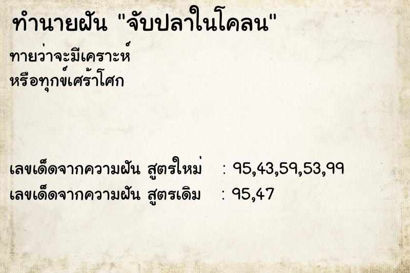 ทำนายฝัน จับปลาในโคลน  เลขนำโชค 