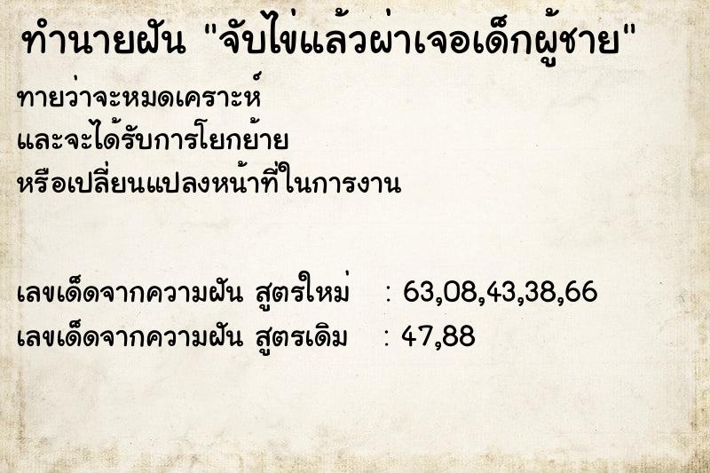 ทำนายฝัน จับไข่แล้วผ่าเจอเด็กผู้ชาย