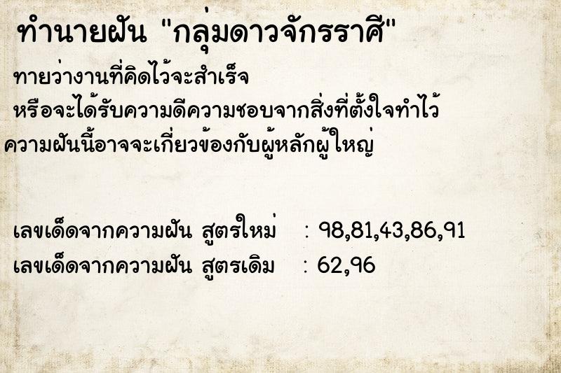 ทำนายฝัน กลุ่มดาวจักรราศี