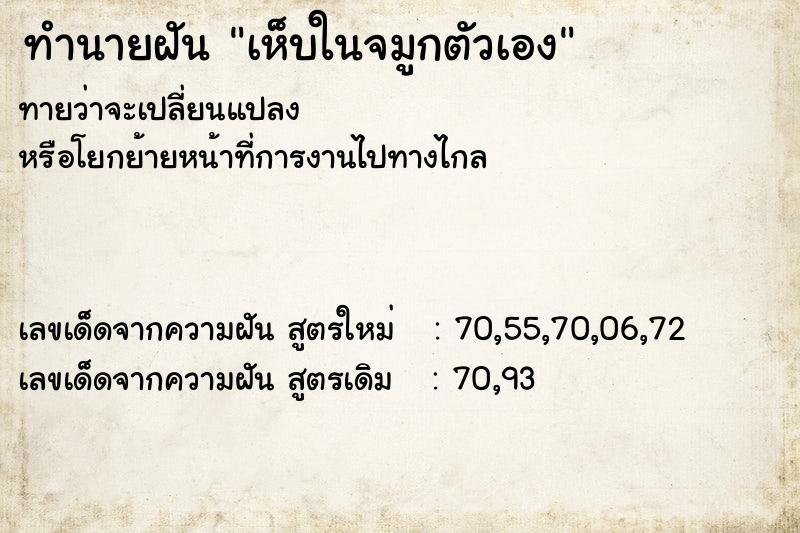 ทำนายฝัน เห็บในจมูกตัวเอง