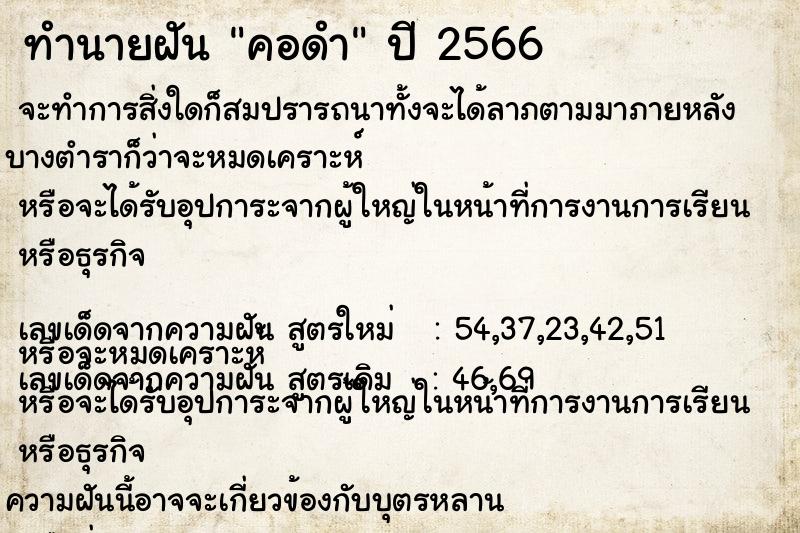 ทำนายฝัน คอดำ  เลขนำโชค 