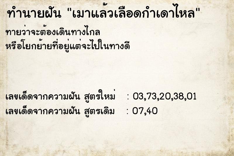 ทำนายฝัน เมาแล้วเลือดกำเดาไหล