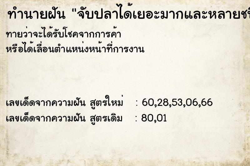 ทำนายฝัน จับปลาได้เยอะมากและหลายชนิด