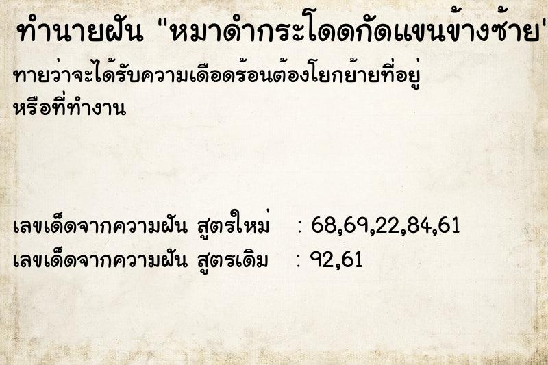 ทำนายฝัน หมาดำกระโดดกัดแขนข้างซ้าย