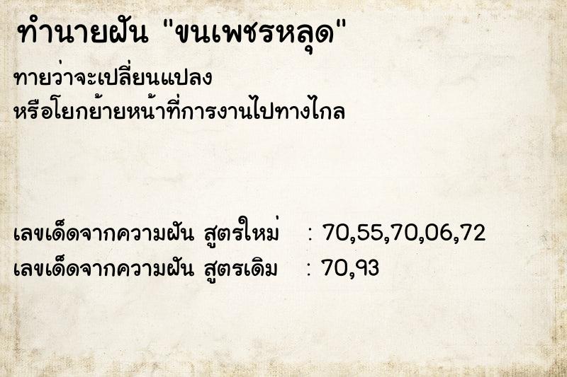 ทำนายฝัน ขนเพชรหลุด