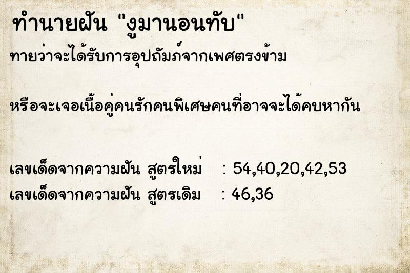 ทำนายฝัน งูมานอนทับ