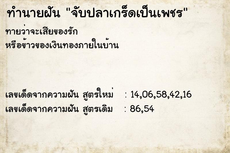 ทำนายฝัน จับปลาเกร็ดเป็นเพชร