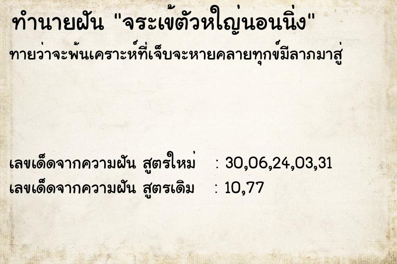 ทำนายฝัน จระเข้ตัวหใญ่นอนนิ่ง