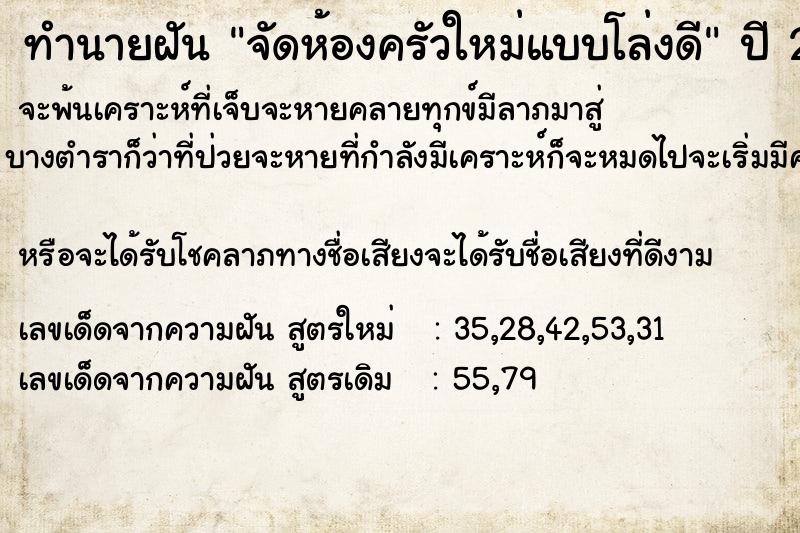 ทำนายฝัน จัดห้องครัวใหม่แบบโล่งดี  เลขนำโชค 