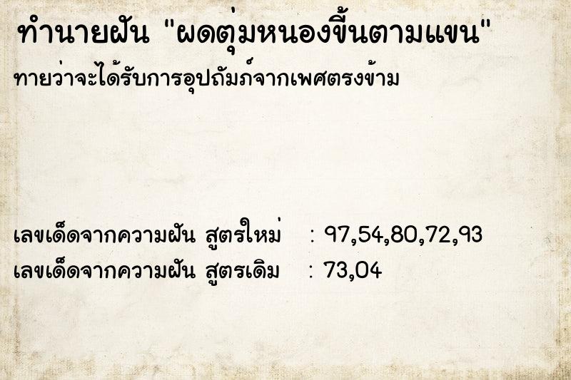 ทำนายฝัน ผดตุ่มหนองขี้นตามแขน  เลขนำโชค 