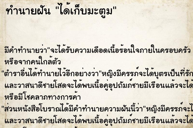 ทำนายฝัน ได้เก็บมะตูม