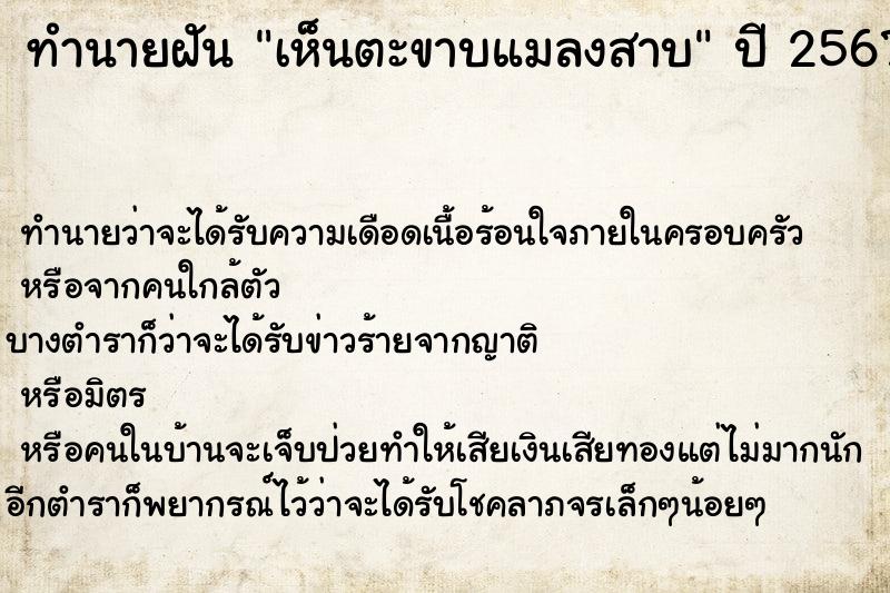 ทำนายฝัน เห็นตะขาบแมลงสาบ  เลขนำโชค 