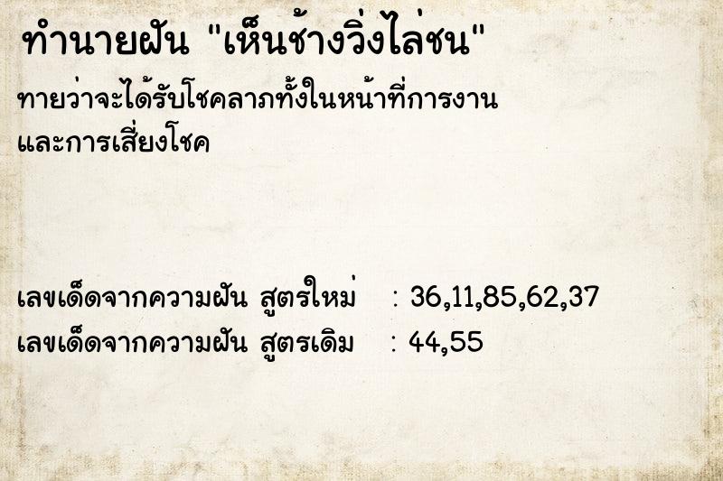 ทำนายฝัน เห็นช้างวิ่งไล่ชน  เลขนำโชค 