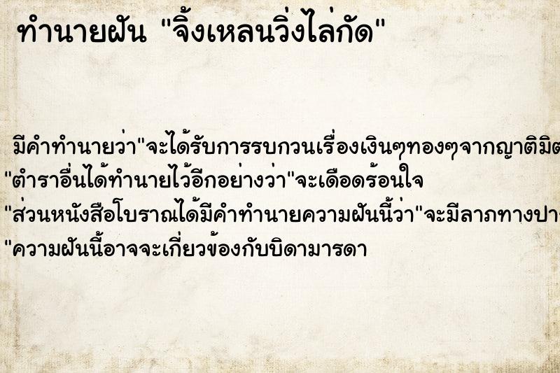 ทำนายฝัน จิ้งเหลนวิ่งไล่กัด