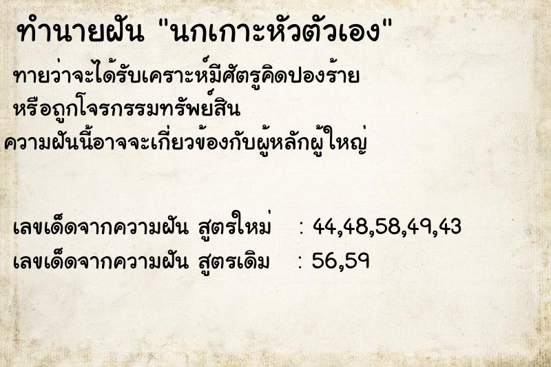 ทำนายฝัน นกเกาะหัวตัวเอง