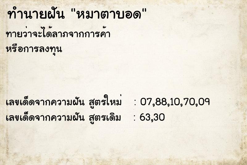 ทำนายฝัน หมาตาบอด