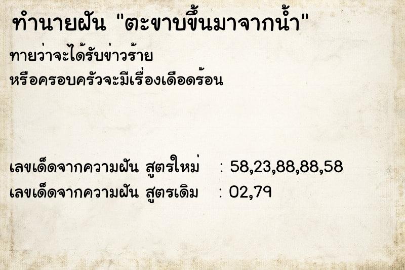 ทำนายฝัน ตะขาบขึ้นมาจากน้ำ