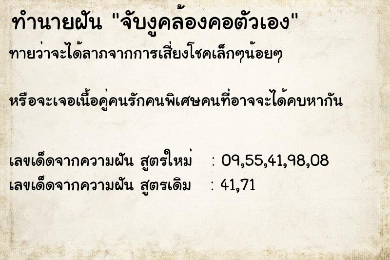 ทำนายฝัน จับงูคล้องคอตัวเอง