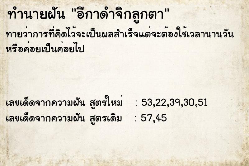 ทำนายฝัน อีกาดำจิกลูกตา